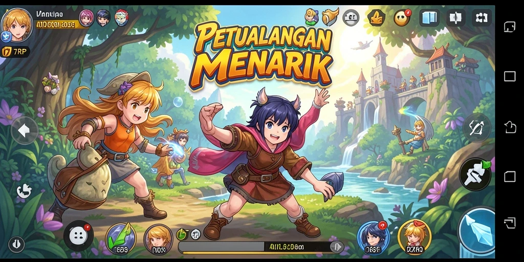 Tampilan gameplay menarik dari 77RP dengan karakter anime.
