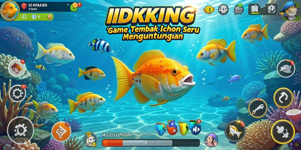 Tangkapan layar gameplay yang menunjukkan aksi menembak ikan yang seru di IDRKING.
