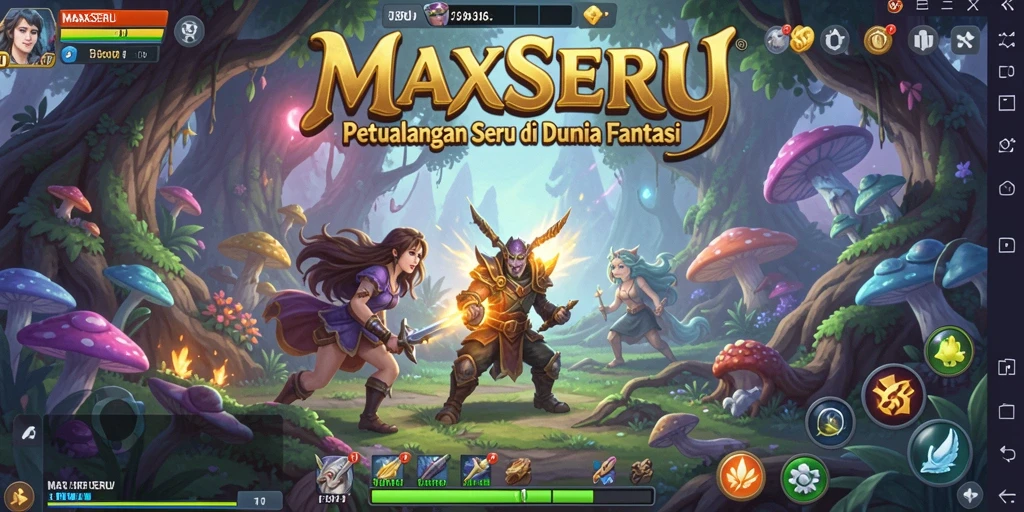 Tampilan gameplay seru di dunia fantasi MAXSERU.