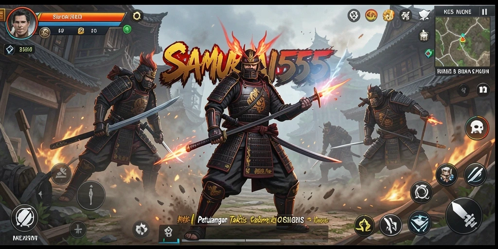 Tangkapan layar menunjukkan aksi menegangkan dalam SAMURAI555.
