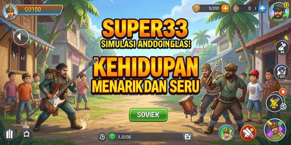 Tampilan utama SUPER33 menampilkan interaksi karakter dalam gameplay yang menarik.