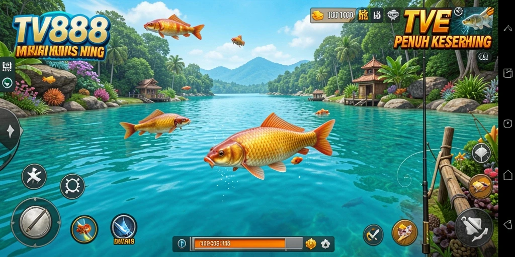 Tampilan screenshot gameplay TV888 yang menarik saat memancing ikan.