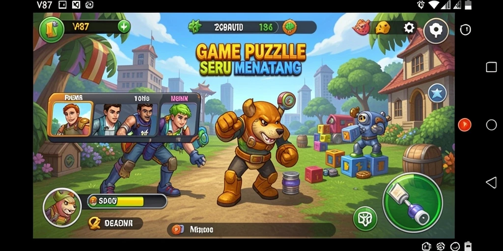Tampilan gameplay V87 yang seru dalam menyelesaikan puzzle.